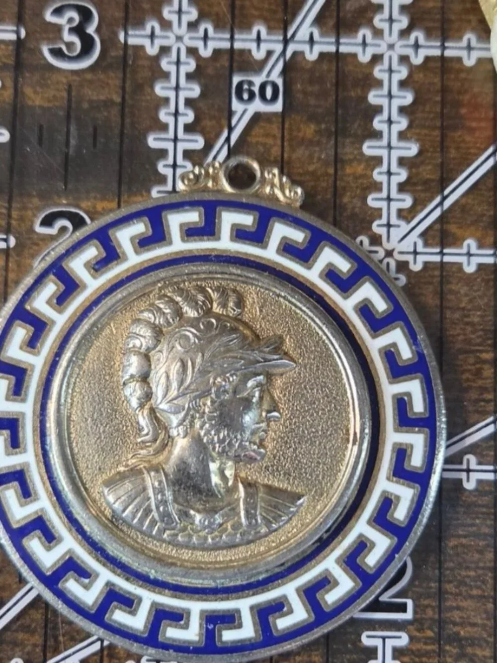VTG Greek Revival Warrior Medallion Pendant Centurion Warrior Soldier Cameo